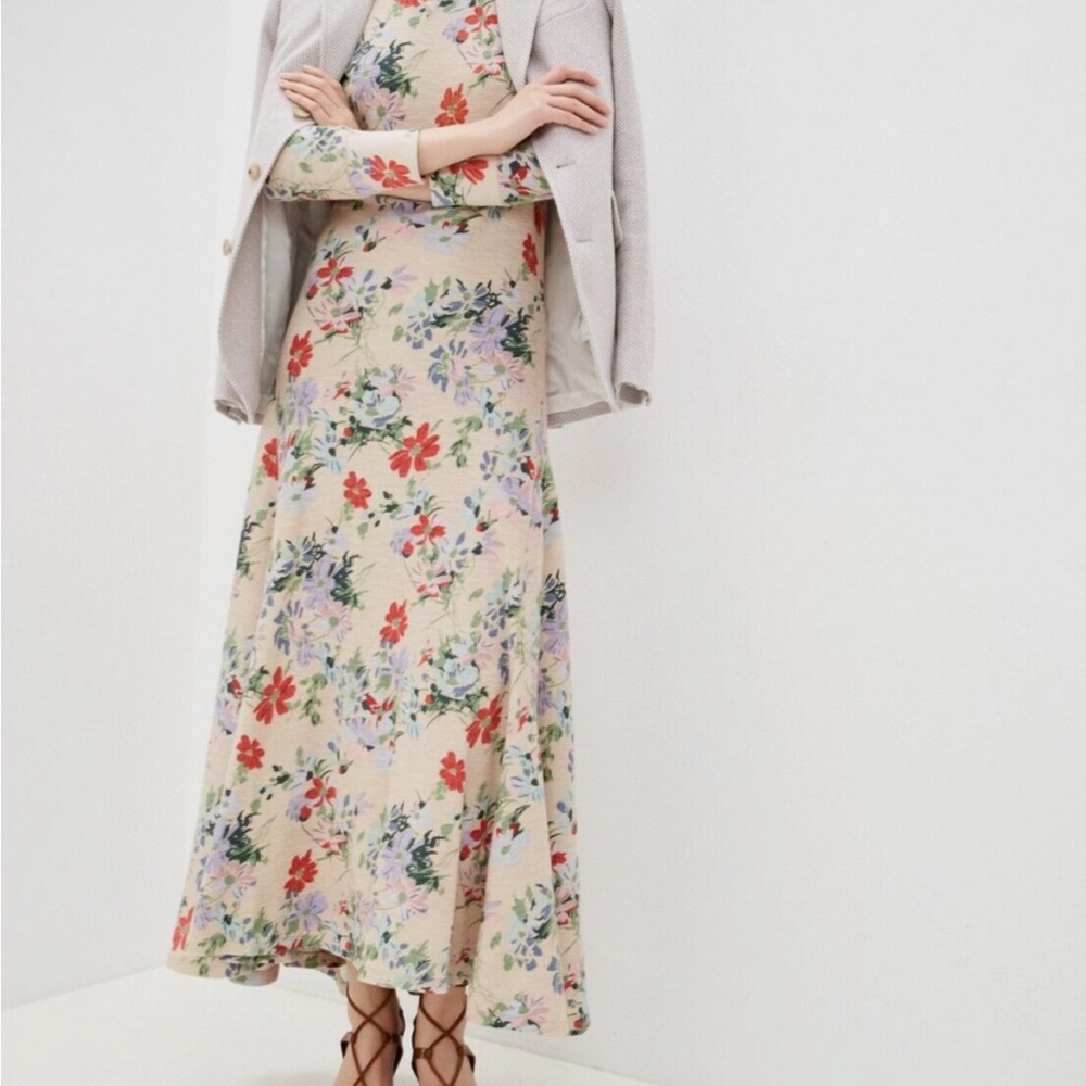 POLO RALPH LAUREN: Floral Fitted Long Dress